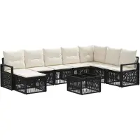 vidaXL Tuinbank Set 9 st Zwart poly rattan