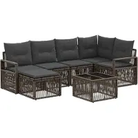 vidaXL Tuinbank Set 7 st Grijs poly rattan