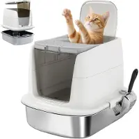 PawHut kattenbak - kattenbaklade - 52,4L x 41,3B x 39,8H cm - wit