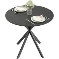 HOMCOM Eettafel-Spaanplaat, staal-80L x 80B x 75H cm-Zwart
