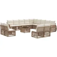 vidaXL Tuinbank Set 14 st Beige en Crème Wit poly rattan