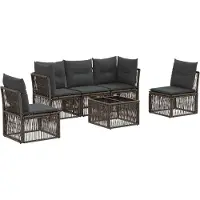 vidaXL Tuinbank Set 6 pcs Grijs poly rattan