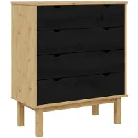 vidaXL Kommode OTTA, zwart, 76,5 x 39,5 x 90 cm, gemaakt van massief dennenhout