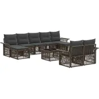 vidaXL Tuinbank Set 10 st Grijs poly rattan