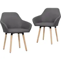 vidaXL Eetkamerstoelen 2 st stof donkergrijs