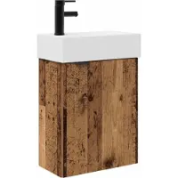 vidaXL Badkamermeubel met kraan Oud hout 45,5 x 22,5 x 84 cm