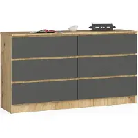 Akord Ladekast K140 met 6 Lades / Furniture Factory / Artisan Eik - Grafietgrijs / 138 x 77 x 40 cm