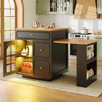 MODFU - Keukenkast - Uitschuifbaar - 4 Lades - Glazen Deur - MDF - Zwart