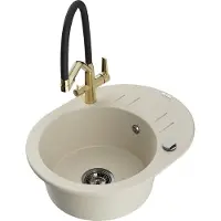 Mexen Kevin granieten spoelbak 1-kamer met keukenmengkraan Duo, beige - 6517-69-671701-57-B