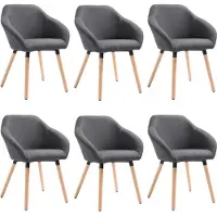 vidaXL Eetkamerstoelen 6 st stof donkergrijs