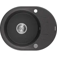 Mexen Kevin granieten spoelbak met 1 bak en afdruiprek 586 x 458 , zwart gespikkeld, chroom sifon - 6517581005-76