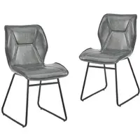 OKWISH Eetkamerstoel - Set Van 2 Met Ergonomische Zitting - Voor Eetkamer En Kantoor - Kunstleer En Metaal - Grijs