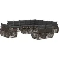 vidaXL Tuinbank Set 14 st Grijs en Donkergrijs poly rattan