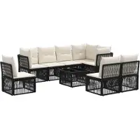 vidaXL Tuinbank Set 9 st Zwart poly rattan