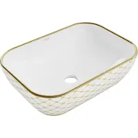Mexen Rita opbouw wastafel 45 x 32 cm, wit/goud ruitpatroon - 21084509