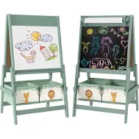 AIYAPLAY Kinderschildersezel-MDF, Grenenhout-54L x 46B x 94H cm-Groen