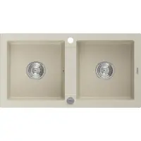 Mexen Mario granieten gootsteen 2-kamer 820 x 436 , beige, sifon chroom - 6504822000-69
