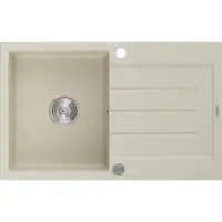 Mexen Bruno granieten gootsteen 1-kompat met afdruipgedeelte 795 x 495 , beige, chroom sifon - 6513791010-69