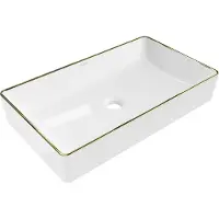 Mexen Nadia opbouw wastafel 62 x 35 cm, wit/gouden rand - 21616005
