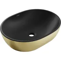 Mexen Viki opzetwastafel 48 x 35 cm, zwart mat/gouden lijnpatroon - 21054877