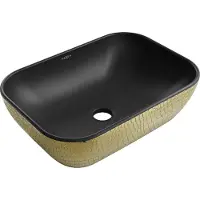 Mexen Rita opbouw wastafel 45 x 32 cm, zwart mat/goud visgraatpatroon - 21084578