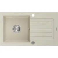 Mexen Pablo granieten spoelbak 1-kompartment met afdruiprek 752 x 436 , beige, sifon chroom - 6510751010-69