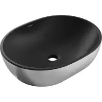 Mexen Viki opbouw waskom 48 x 35 cm, zwart mat/zilveren lijnpatroon - 21054873