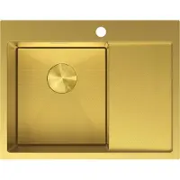 Mexen Exar stalen gootsteen met 1 bak en afdruiprek, links 620 x 480 , goud HC - 6431621005L-55HC