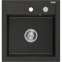 Mexen Vito granieten gootsteen 1-kompartment 520 x 490 , zwart/goud metallic, chrom sifon - 6503521000-75