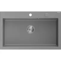Mexen Elix granieten gootsteen met 1 bak 800 x 500 , grijs, chroom sifon - 6527801005-71