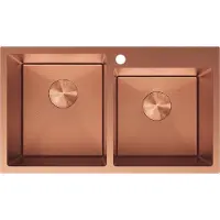 Mexen Xorin stalen spoelbak met 2 compartimenten 780 x 450 , koper HC - 6441782000-65HC