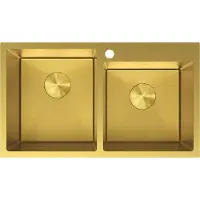 Mexen Xorin stalen gootsteen 2-kamer 780 x 450 , goud HC - 6441782000-55HC