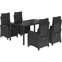 vidaXL 5-delige tuinset met kussens, zwart, van polyrotan