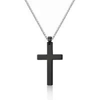 Mendes Kruis kettinghanger Cuban Link Zwart Zilverkleurig