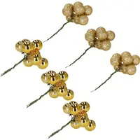 Springos Kerstballen Set | 6 Stuks | Kralen | Goud