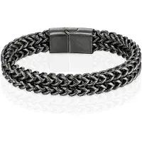 LGT JWLS Heren Armband - Dubbele Curb Chain van Retro Zilver Edelstaal-19cm