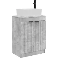 vidaXL - Badkamer - Vanity - met - Wastafel - Betongrijs - 54 - x - 35 - x - 83 - cm
