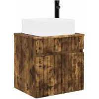 vidaXL Wastafelmeubel met wandmontage, gerookt eikenhout