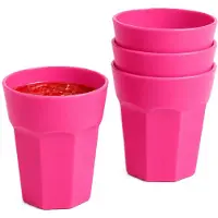 PlasticForte onbreekbaar drinkglas - 4x - kunststof - roze - 360 ml - drinkglazen - lichtgewicht - 9 x 10 cm - stapelbaar