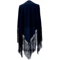 La Señorita - Spaanse manton - omslagdoek – zwart effen Large