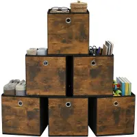 Songmics - Opbergbox - Opbergdoos - Set van 6 - Vouwbare Stoffen Boxen - Kleding en Rekken