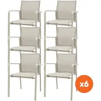Van der Garde Tuinmeubelen Set van 6 - Wales stapelbare dining tuinstoel - Mokka