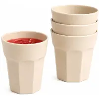 PlasticForte onbreekbaar drinkglas - 4x - kunststof - beige - 360 ml - drinkglazen - lichtgewicht - 9 x 10 cm - stapelbaar