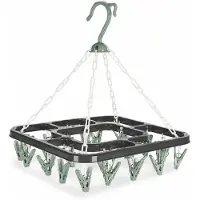 HEM Washanger Groen met 18 Knijpers – Opvouwbaar Droogrek – Ondergoedhanger – Sokhanger – Camping Wasrek – 24x31 cm – Inclusief Microvezeldoekje