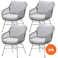 Garden Impressions Set van 4 - GI Margriet wicker dining tuinstoelen - Taupe