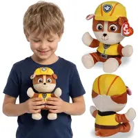 Paw Patrol TY Paw Patrol RUBBLE pluche mascotte, knuffel BEANIE BABIES, zacht sensorisch speelgoed 20 cm