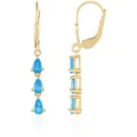 Cavill - 925 Sterling Zilveren Oorbellen - Neon Blauwe Apatiet Edelstenen - Peervormige Druppelgeslepen Braziliaanse Apatiet - Elegante Dames Sieraden