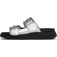 FitFlop Dames Gen-FF gesp sandalen in zilver leer (39), 1 tot 3 cm, Geen, Casual A2T-011