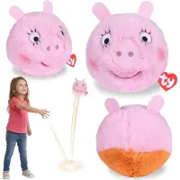 Sarcia.eu TY Peppa Pig Mama Pig Knuffelbal, stuiterend knuffeltje, BEANIE BOUNCERS, behendigheidsspeelgoed voor kinderen 10 cm