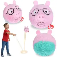 Sarcia.eu TY Peppa Pig Papa Pig Knuffelbal, stuiterend knuffeltje, BEANIE BOUNCERS, behendigheidsspeelgoed voor kinderen 10 cm